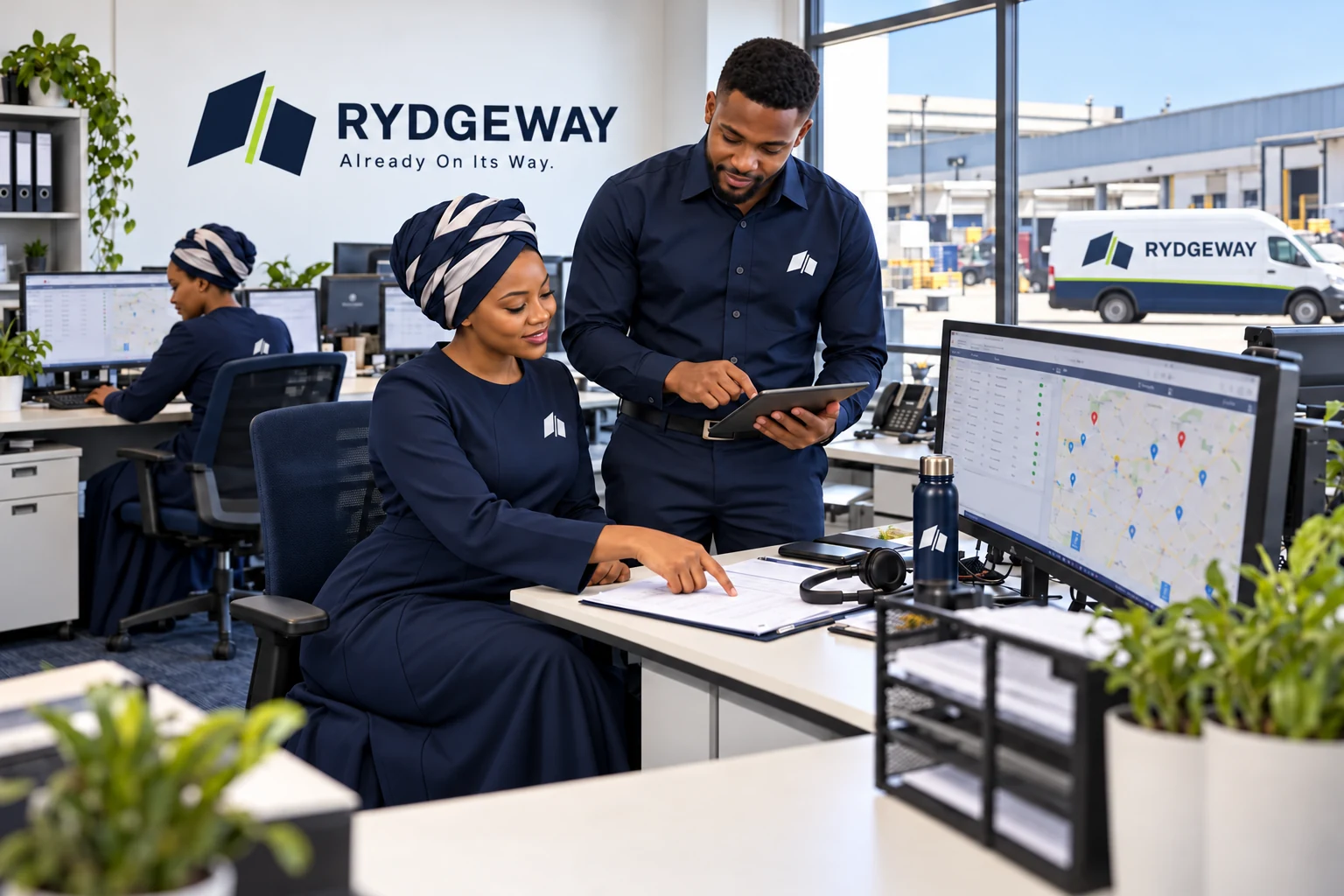 RYDGEWAY operations team in burgundy uniforms